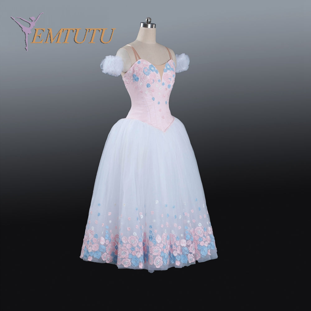 EM1216 EMTUTU Adult Professional White PinkTutu Ballet Stage Costume Performance Tutus