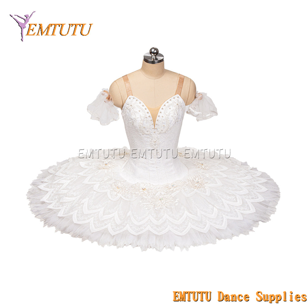 EM1213 EMTUTU Women Girls Professional Ballet Tutu White Ballet Pancake Tutu Performance Classical Ballet Tutu