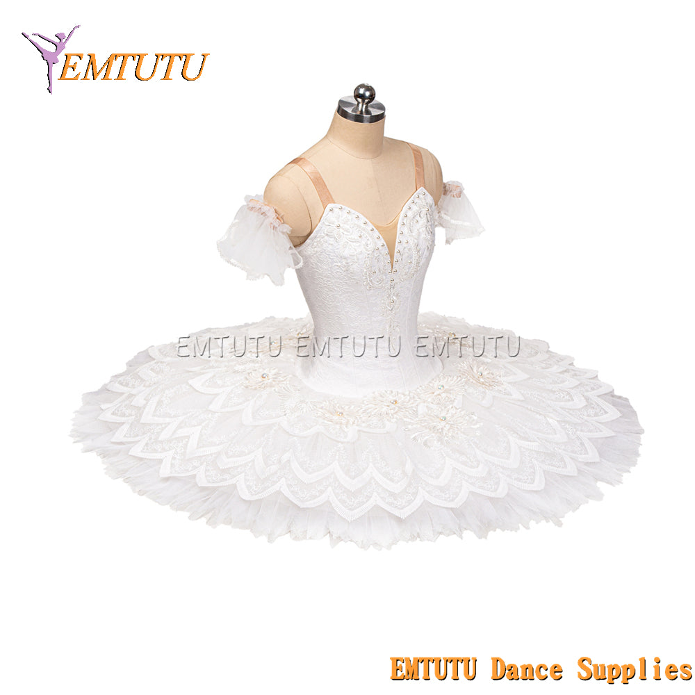 EM1213 EMTUTU Women Girls Professional Ballet Tutu White Ballet Pancake Tutu Performance Classical Ballet Tutu