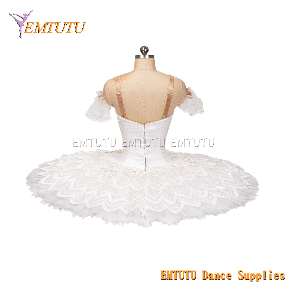 EM1213 EMTUTU Women Girls Professional Ballet Tutu White Ballet Pancake Tutu Performance Classical Ballet Tutu