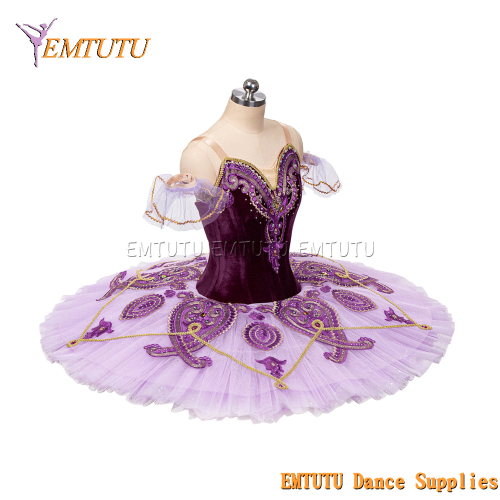 EM1221 EMTUTU Women Girls Professional Ballet Tutu Burgundy Ballet Pancake Tutu Performance Classical Ballet Tutu