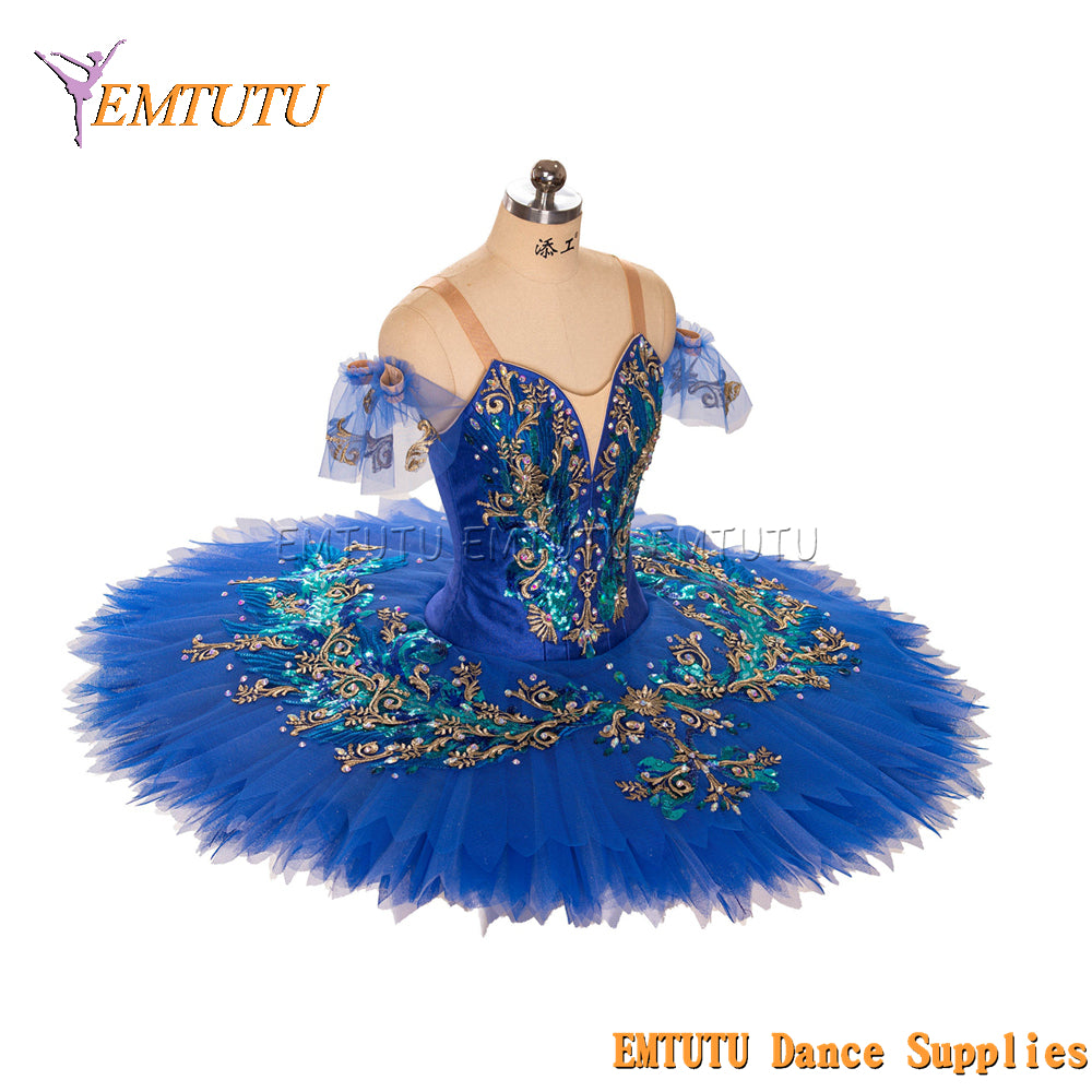EM1438 EMTUTU Women Girls Professional Ballet Tutu Blue Ballet Pancake Tutu Performance Classical Ballet Tutu