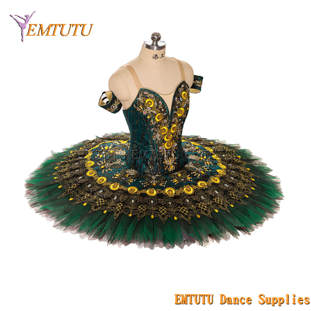 EM1444 EMTUTU Women Girls Professional Ballet Tutu Green Ballet Pancake Tutu Performance Classical Ballet Tutu