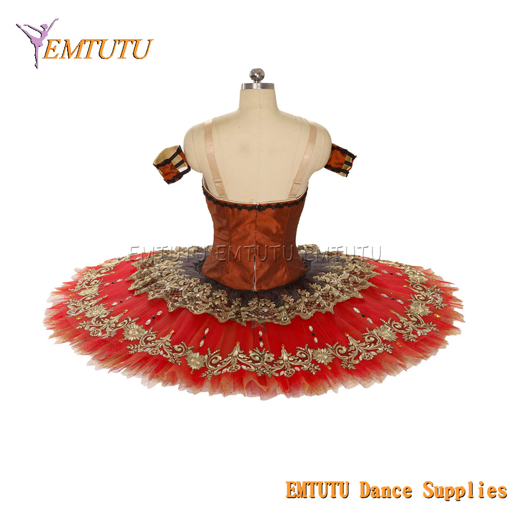 EM1451 EMTUTU Women Girls Professional Ballet Tutu Black Red Ballet Pancake Tutu Performance Classical Ballet Tutu