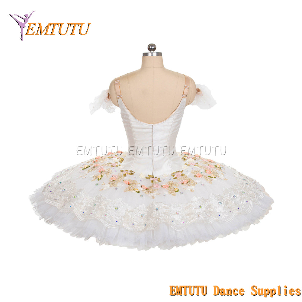 EM1454 EMTUTU Women Girls Professional Ballet Tutu White Gold Ballet Pancake Tutu Performance Classical Ballet Tutu
