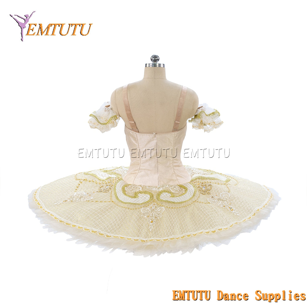 EM1189 EMTUTU Adult professional ballet tutu White and Gold tutu pancake performance tutus ballet stage costume women girls