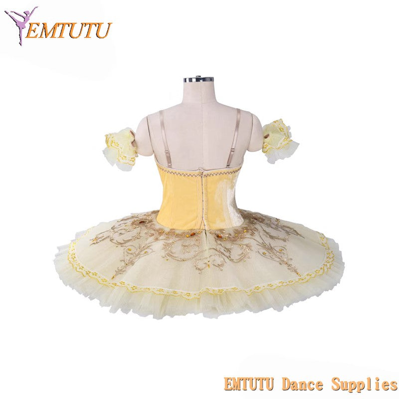 EM1391 Yellow Gold Professional Ballet Tutu Pancake Tutu Adult Child Custom Made