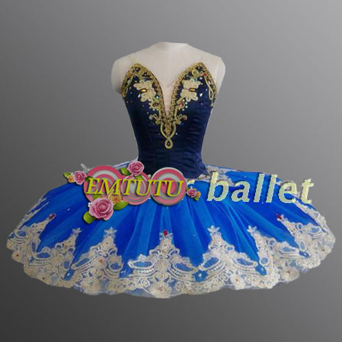 ST285 EMTUTU Adult Women Professional Ballet Tutu Costume Blue Gold Sleeping Beauty Ballet Performance Tutu A shape Ballerina tutu dress