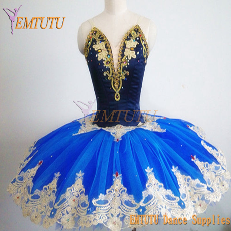 ST285 EMTUTU Adult Women Professional Ballet Tutu Costume Blue Gold Sleeping Beauty Ballet Performance Tutu A shape Ballerina tutu dress