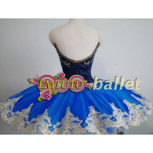 ST285 EMTUTU Adult Women Professional Ballet Tutu Costume Blue Gold Sleeping Beauty Ballet Performance Tutu A shape Ballerina tutu dress