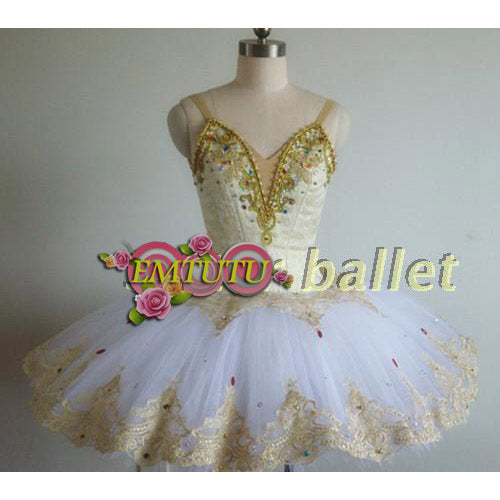 ST285 EMTUTU Adult Women Professional Ballet Tutu Costume Blue Gold Sleeping Beauty Ballet Performance Tutu A shape Ballerina tutu dress