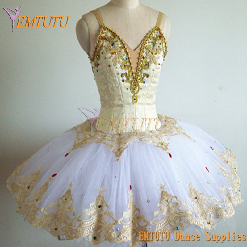 ST285 EMTUTU Adult Women Professional Ballet Tutu Costume Blue Gold Sleeping Beauty Ballet Performance Tutu A shape Ballerina tutu dress