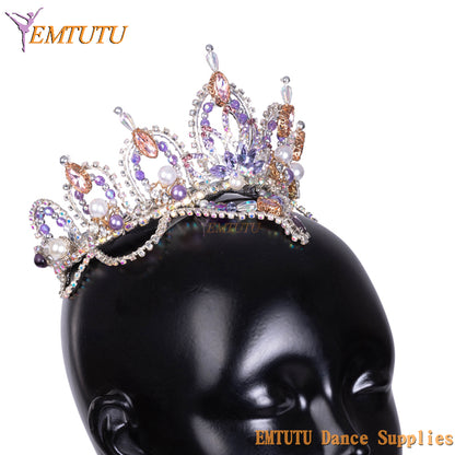 EMTUTU Professional Ballet Headdress Lilac Color Lilac Fairy Ballet Headwear for Stage Performance Competition Women Girls Tiara