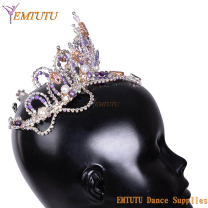 EMTUTU Professional Ballet Headdress Lilac Color Lilac Fairy Ballet Headwear for Stage Performance Competition Women Girls Tiara