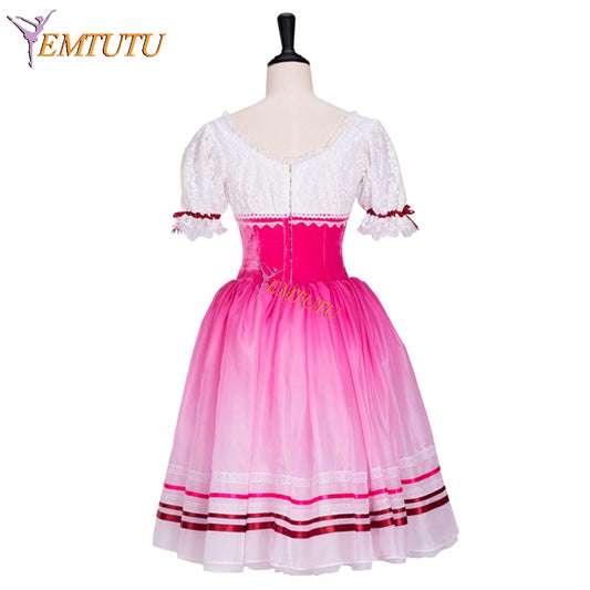 EMTUTU Pink Custom Made Swanilda Degas Professional Romantic Ballet Tutu Peasant Dance Costume