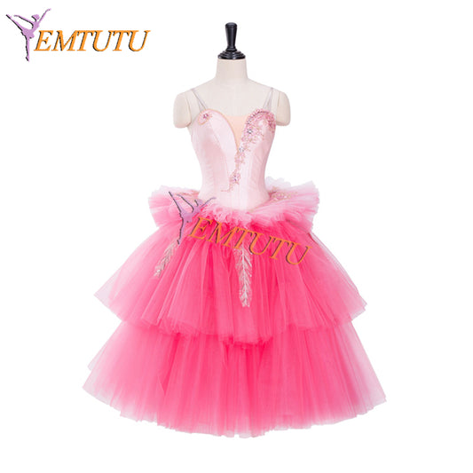 EMTUTU Pink Waltz Of The Flowers Romantic Tutu Ballet Nutcracker Party Children Dress Stage Costume