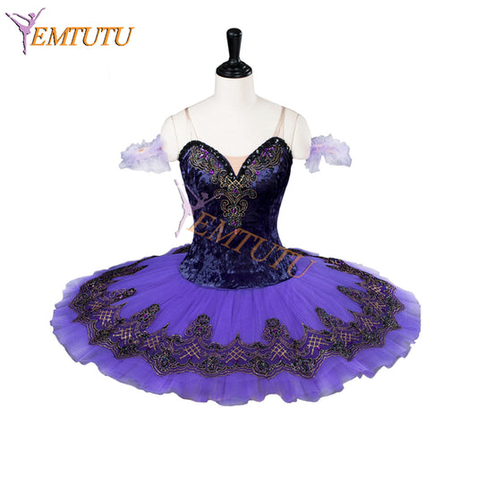 EMTUTU Women Purple Velvet Custom Size Sleeping Beauty Ballet Lilac Fairy Variation Ballet Costume