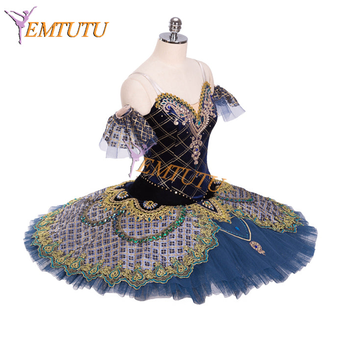 EM1337 EMTUTU Girls Navy Blue Velvet Raymonda Variation Professional Pancake Tutu Classical Ballet Costumes
