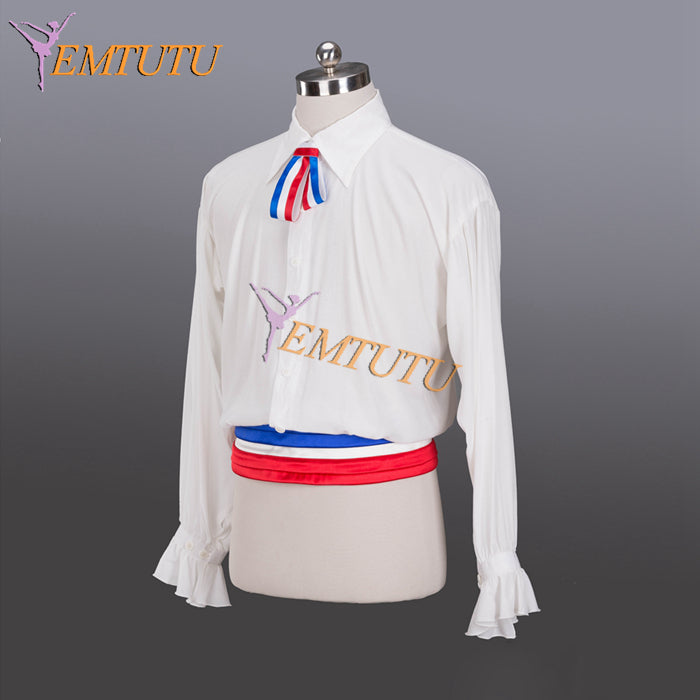 EM021 EMTUTU Boy's Dance Performance White Ballet Shirt Flames of Paris Variation Male Ballerina Costume
