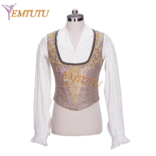EMTUTU Gold Custom Made Prince Desire Professional Ballet Tunic Male Variation Costume
