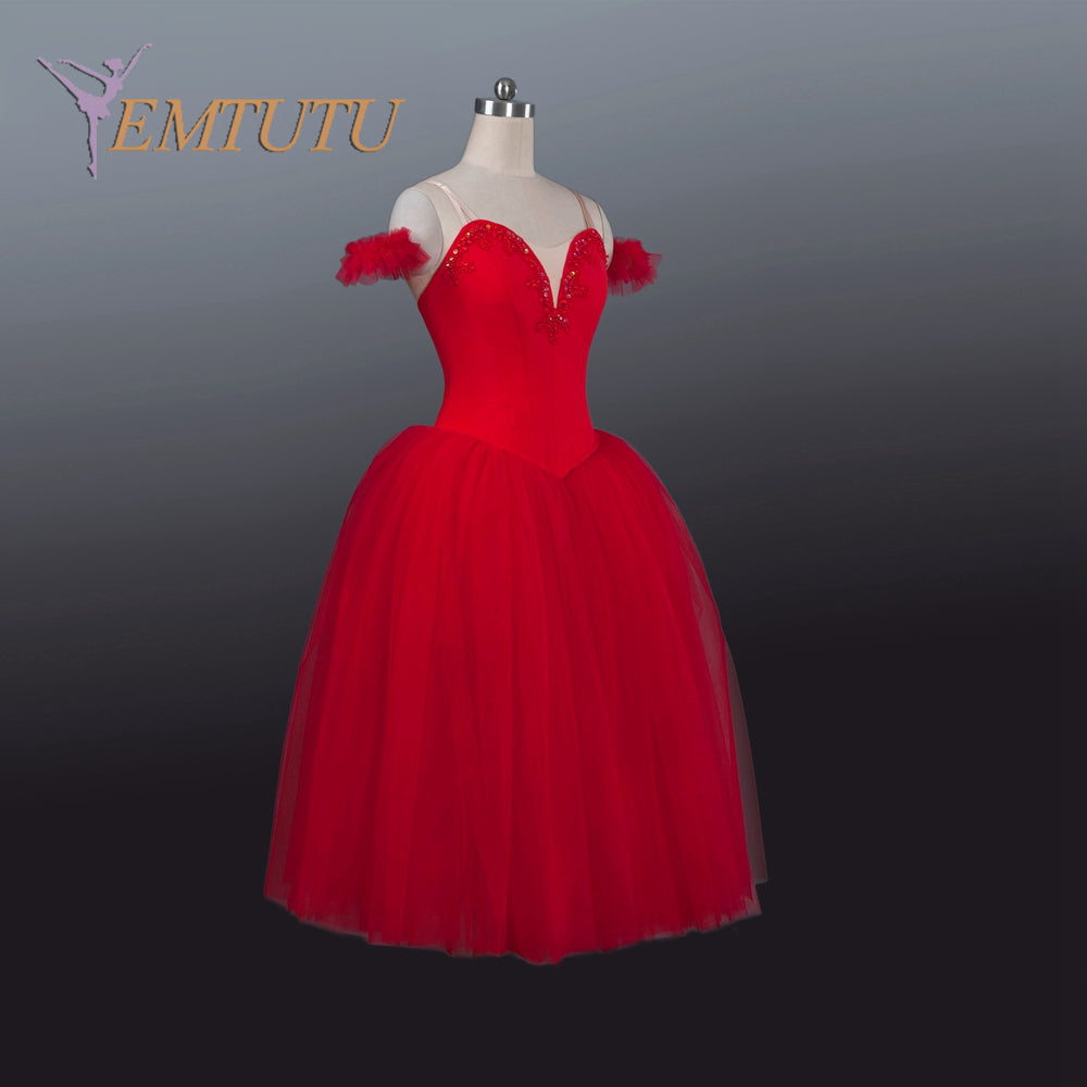 EM1227 EMTUTU Adult Professional Red Tutu Ballet Stage Costume Performance Tutus
