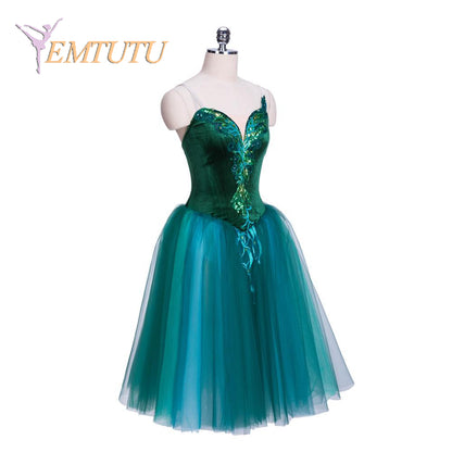 EM1356 EMTUTU Professional Ballet Long Tutu Emerald Women Girls Performance Competition Ballet Stage Costume Romantic Tutu Green