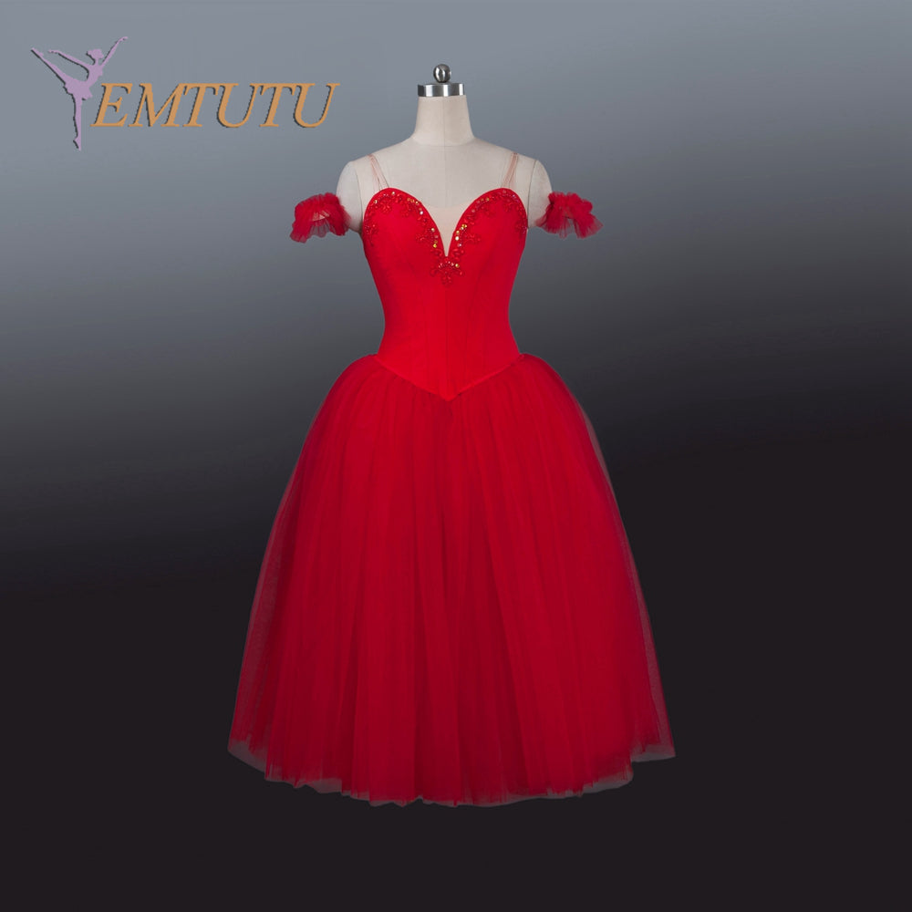 EM1227 EMTUTU Adult Professional Red Tutu Ballet Stage Costume Performance Tutus