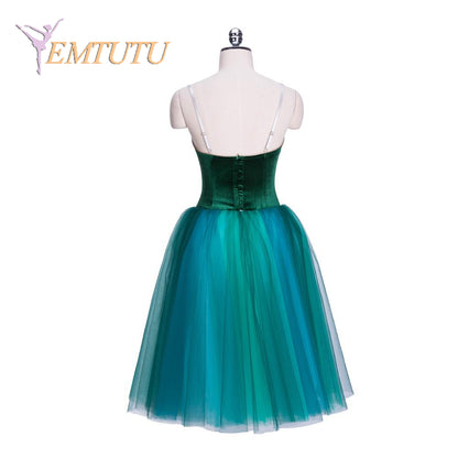 EM1356 EMTUTU Professional Ballet Long Tutu Emerald Women Girls Performance Competition Ballet Stage Costume Romantic Tutu Green