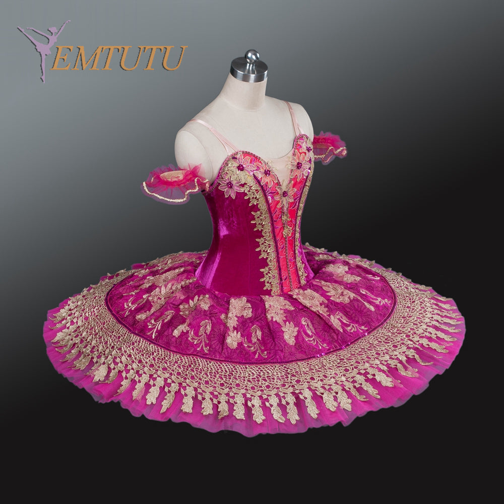 EM1235 EMTUTU Adults Professional Ballet Tutus Pink Gold Nutcracker Performance Tutu Ballet Costume Platter Pancake Classical Ballet Tutu