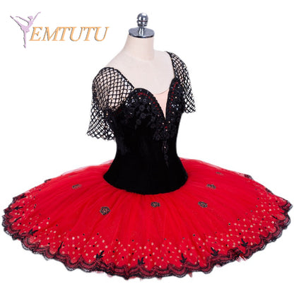 EM1368 EMTUTU Red Black Spanish Style Professional Ballet Tutu Costume Women Girls Custom Made Pancake Ballet Tutu Dress Don Quixote