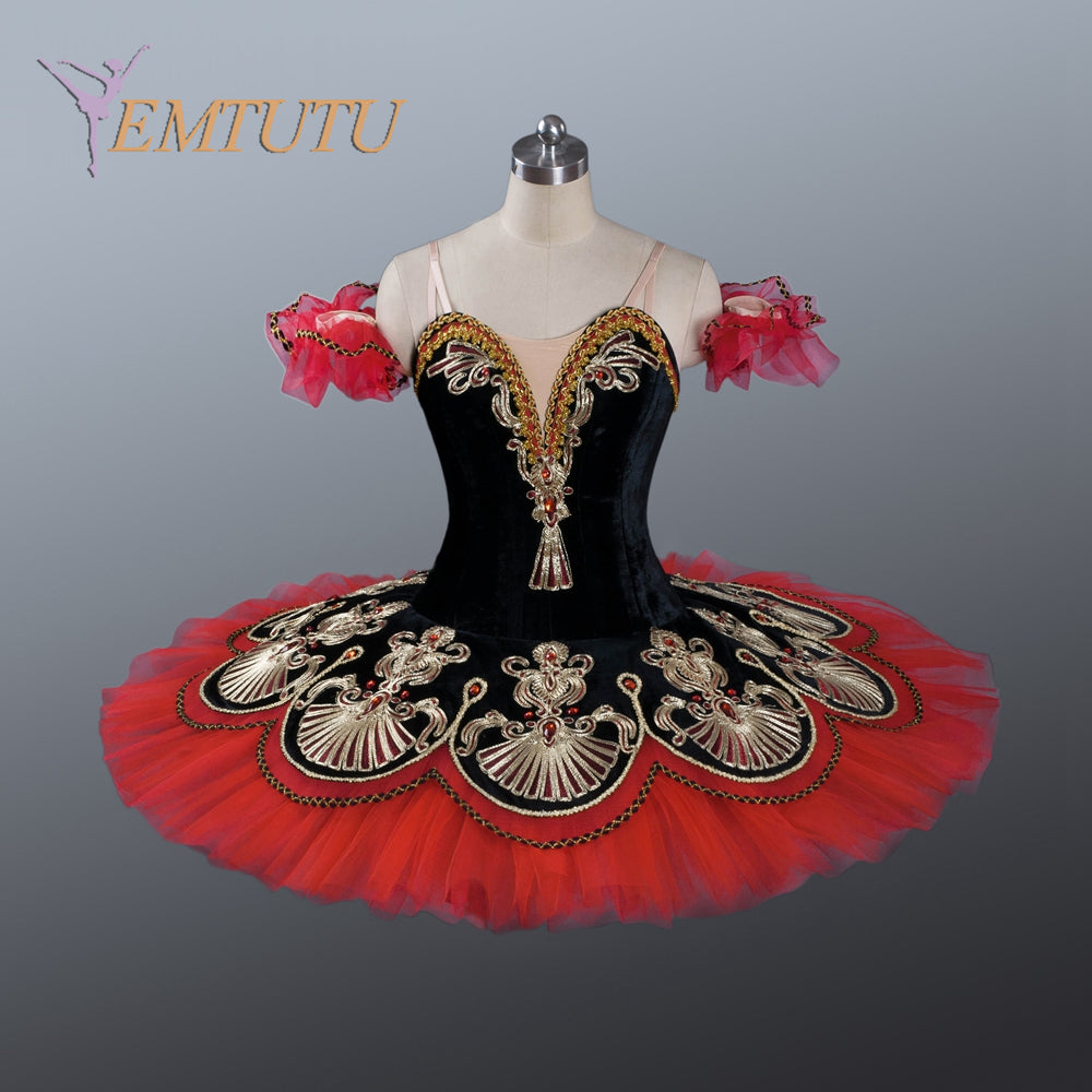 EM1203 EMTUTU adult black red ballet tutu Don Quixote spanish Kitri professional tutus performance professional ballet stage costumes women