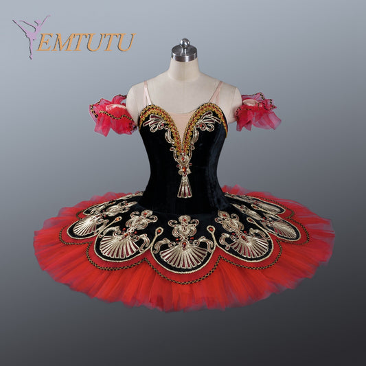 EM1203 EMTUTU adult black red ballet tutu Don Quixote spanish Kitri professional tutus performance professional ballet stage costumes women