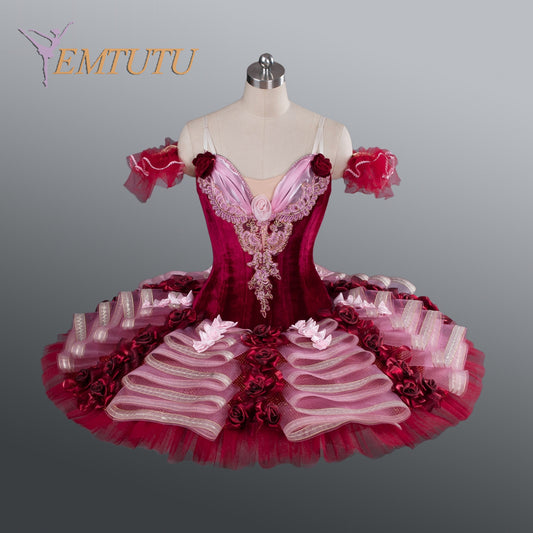 EM1184 EMTUTU Adult Professional Ballet Tutus Burgundy Red Performance Classical Ballet Tutu Ballerina Pancake Ballet Tutu ballet Costume