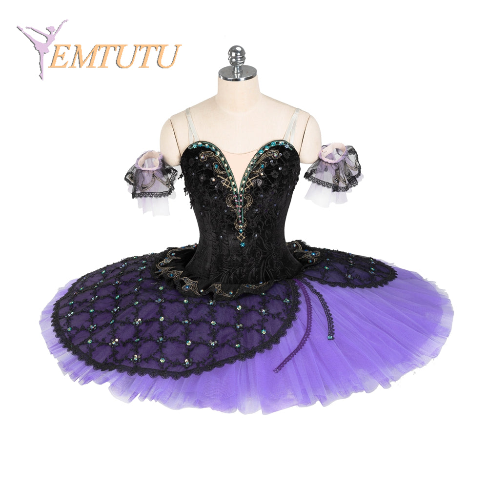 EM1374 EMTUTU Black Purple Professional Ballet Tutu Costume Satanella Variation Women Girls Custom Made Ballet Stage Pancake Tutus