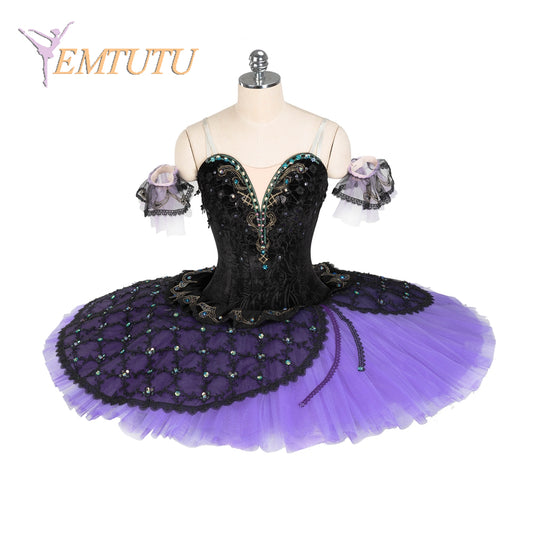 EM1374 EMTUTU Black Purple Professional Ballet Tutu Costume Satanella Variation Women Girls Custom Made Ballet Stage Pancake Tutus