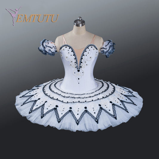 EM1200 EMTUTU Adult Professional Ballet Tutu White Black Harlequin Tutu Dulcinea Variation Ballet Costume Pancake Classical Ballet Tutus Women