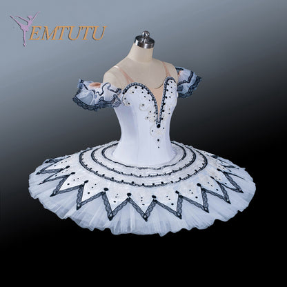 EM1200 EMTUTU Adult Professional Ballet Tutu White Black Harlequin Tutu Dulcinea Variation Ballet Costume Pancake Classical Ballet Tutus Women