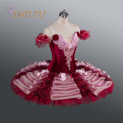 EM1184 EMTUTU Adult Professional Ballet Tutus Burgundy Red Performance Classical Ballet Tutu Ballerina Pancake Ballet Tutu ballet Costume