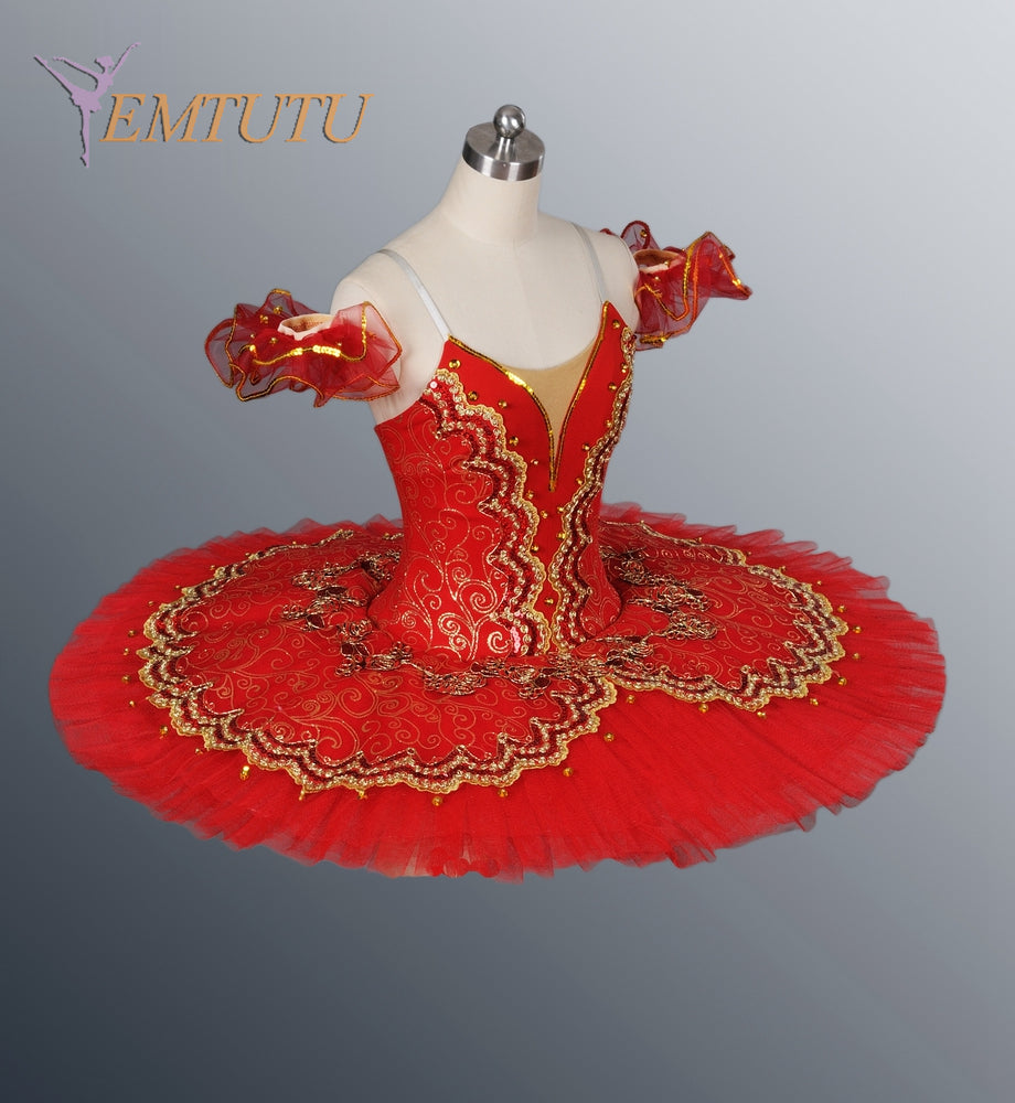 EM1057B EMTUTU Red Adult Professional Ballet Tutu Women Performance Pancake Tutu Skirt Ballet Stage Tutu Costume