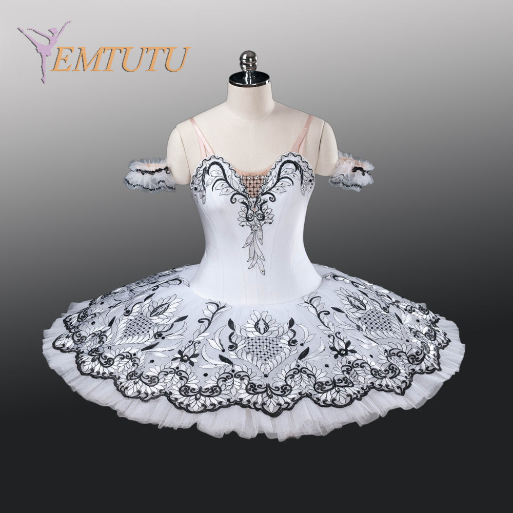 EM1250 EMTUTU Adult Professional Ballet Tutu White Black Women Ballet Stage Costumes Competition Classical Tutus Pancake Tutu Skirt