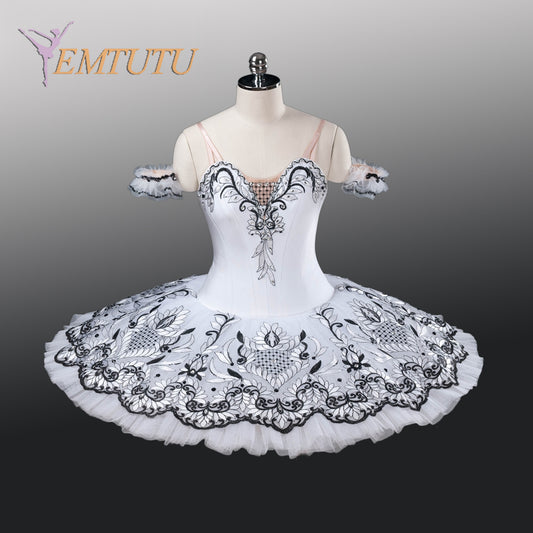 EM1250 EMTUTU Adult Professional Ballet Tutu White Black Women Ballet Stage Costumes Competition Classical Tutus Pancake Tutu Skirt