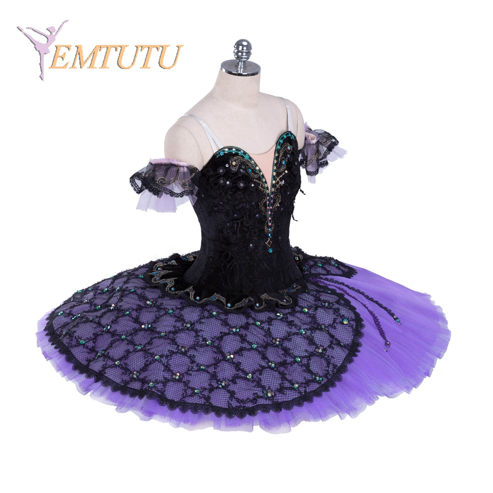 EM1374 EMTUTU Black Purple Professional Ballet Tutu Costume Satanella Variation Women Girls Custom Made Ballet Stage Pancake Tutus