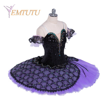 EM1374 EMTUTU Black Purple Professional Ballet Tutu Costume Satanella Variation Women Girls Custom Made Ballet Stage Pancake Tutus