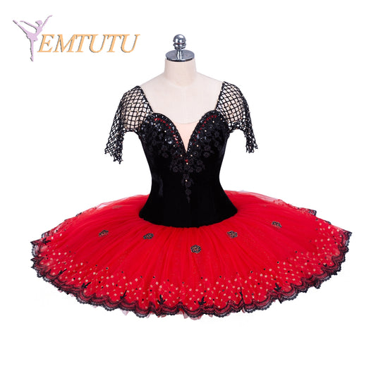 EM1368 EMTUTU Red Black Spanish Style Professional Ballet Tutu Costume Women Girls Custom Made Pancake Ballet Tutu Dress Don Quixote