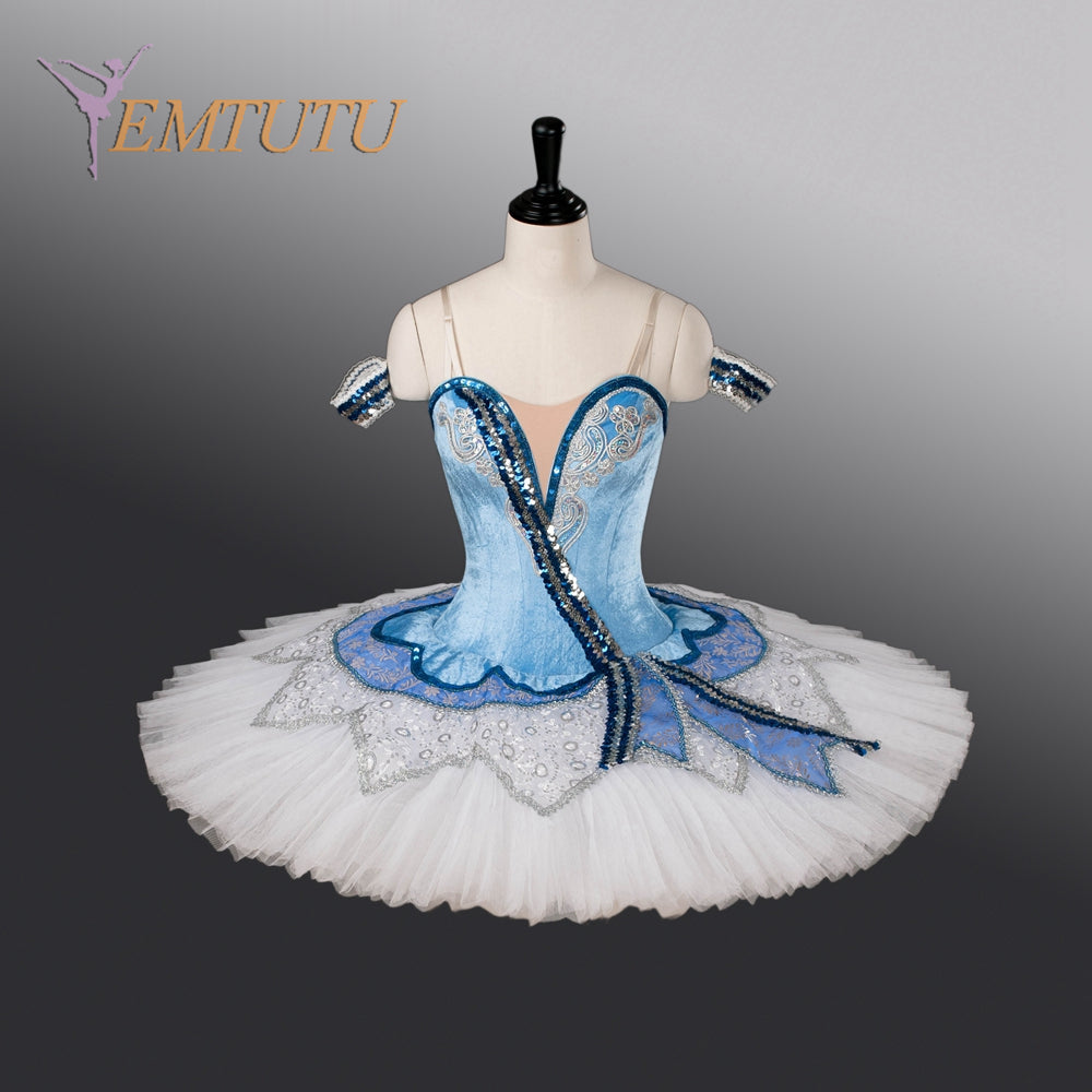 EM1276 EMTUTU Adult professional ballet tutu blue white Flames of Paris women ballet stage tutu costume performance pancake tutu