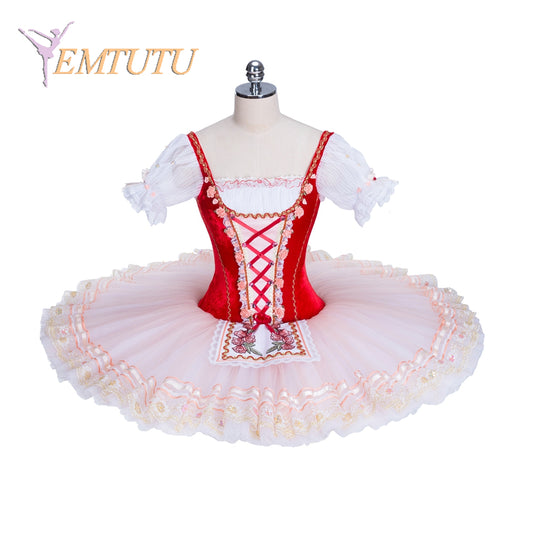 EM1357 EMTUTU Women Professional Ballet Tutus Red Peach Coppelia Wedding Variation Adult Girls Ballet Stage Competition Ballet Costumes
