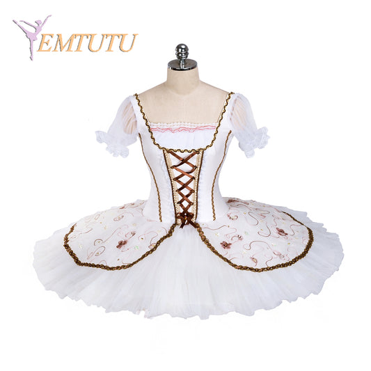 EM1380 EMTUTU Women Girls Professional Ballet Tutu Coopelia Ballet Pancake Tutu Performance Classical Ballet Tutu Short Sleeves