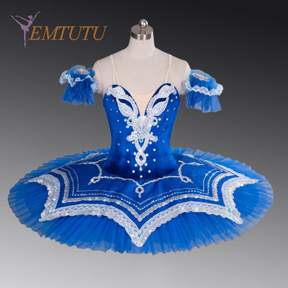 EM1079A EMTUTU Women Professional Ballet Tutus Blue Adult Ballet Stage Costume Adult Performance Pancake Tutu Ballet Dress