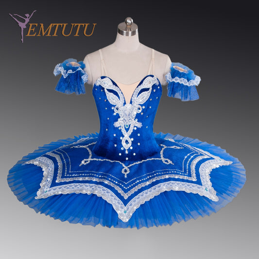 EM1079A EMTUTU Women Professional Ballet Tutus Blue Adult Ballet Stage Costume Adult Performance Pancake Tutu Ballet Dress