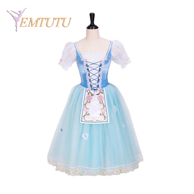 EM1299 EMTUTU Women Girls Professional Ballet Long tutu dress Blue romantic ballet tutu costume Adult ballet Stage Costume La Fille Mal Gardee